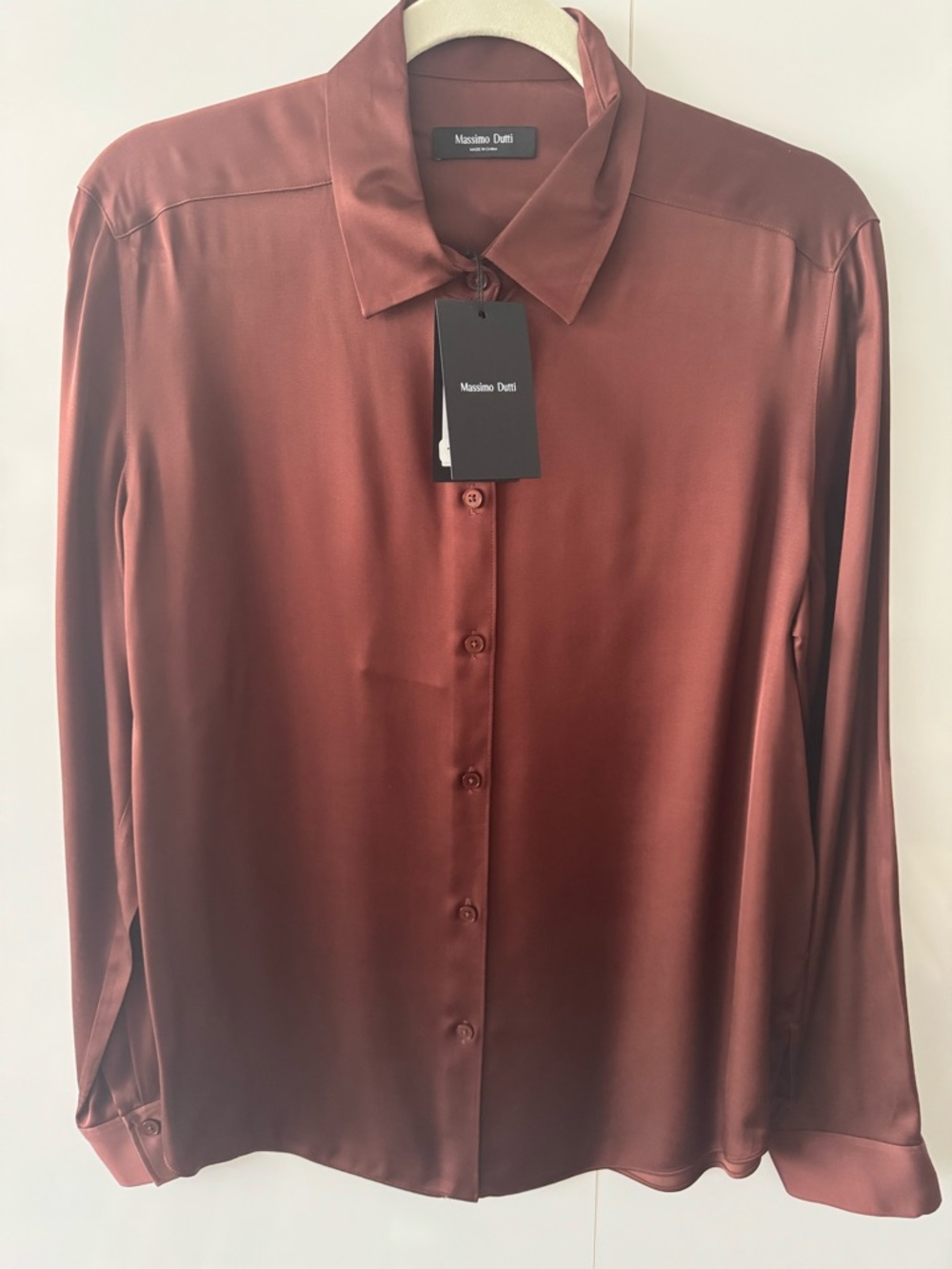 NWT Women’s Massimo Dutti Satin Dress Shirt - Chocolate  Brown